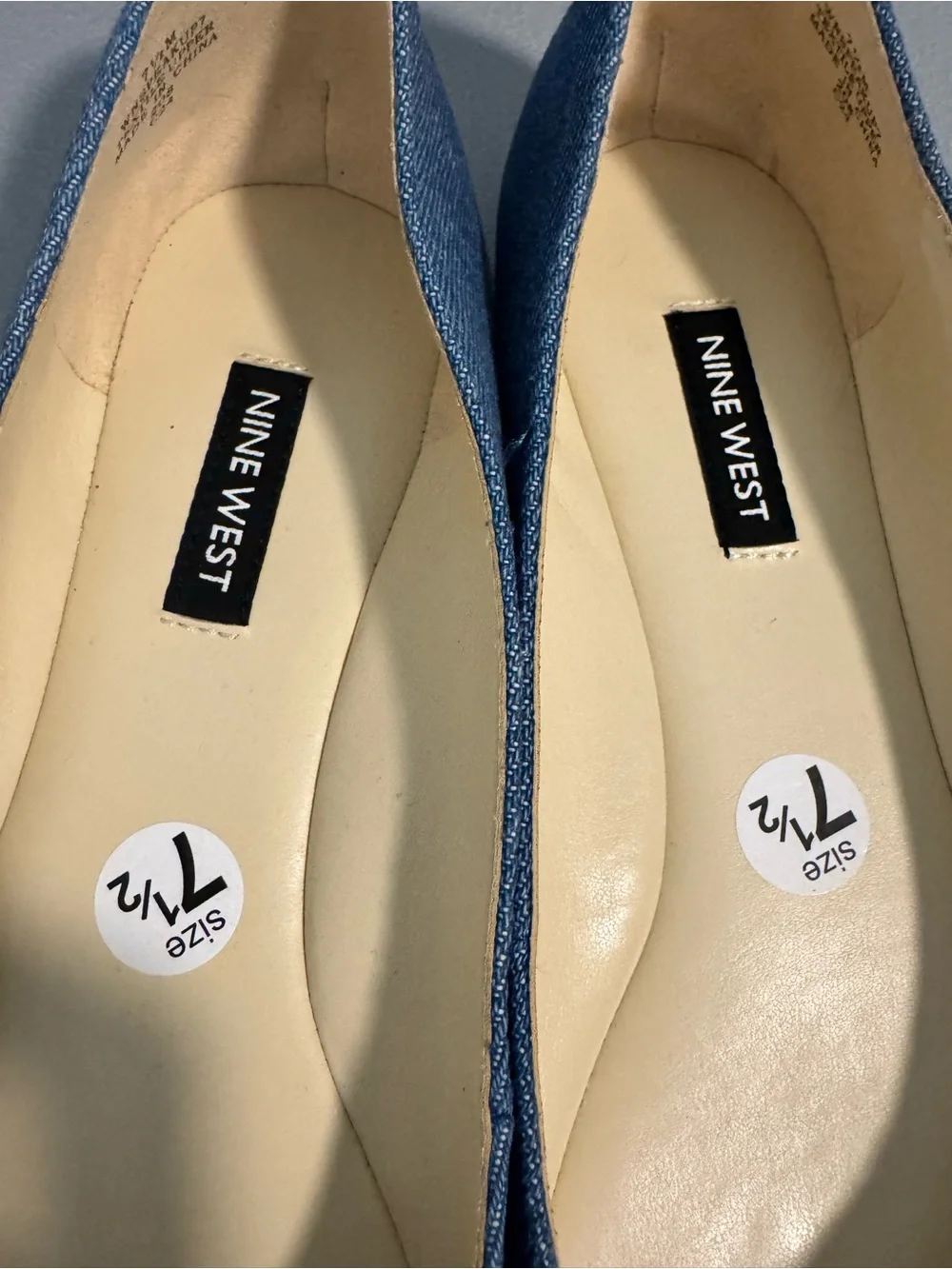 Nine West Blue Classic Denim Ballet Pointed Toe Flats Shoes 7.5